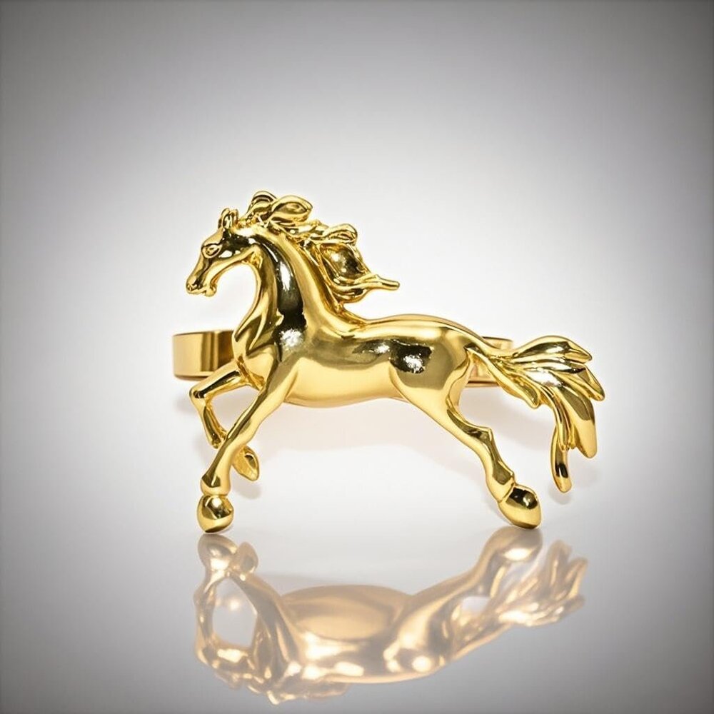 12 Gold Horse‎ Napkin Rings for Weddings Party's Dinners